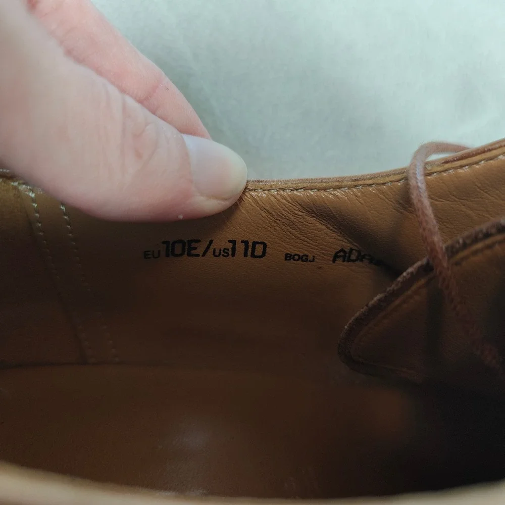 Bally Oxfords Mens 11 D Tan Brown Leather Brogue Medallion‎ Derby Shoes